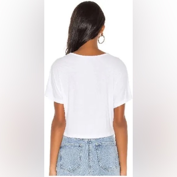 Lovers + Friends White Surplice Draped Crossover Kai T-Shirt Top - Picture 2 of 2